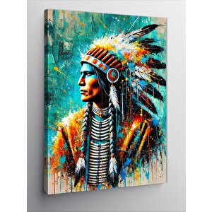 Kanvas Tablo Kızılderili Ve Renkli Tasarım 70x100 cm