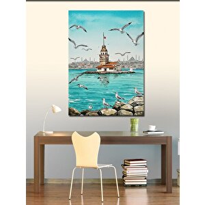 Kanvas Tablo Kız Kulesi Ve Martılar 70x100 cm