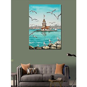 Kanvas Tablo Kız Kulesi Ve Martılar 70x100 cm