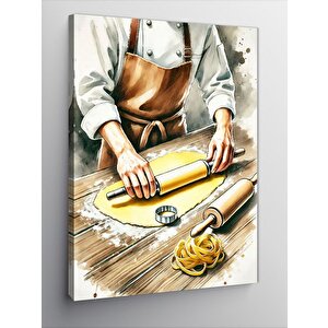 Kanvas Tablo Makarna Hamuru Ve Mutfak Sanatı 50x70 cm