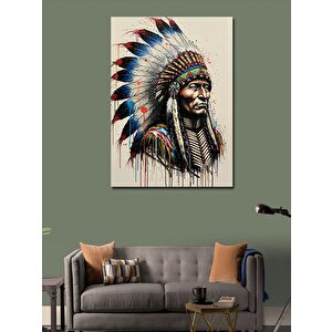 Kanvas Tablo Kızılderili Ve Geleneksel Tüyler 50x70 cm