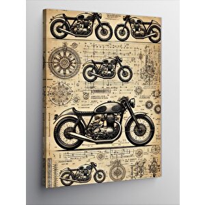 Kanvas Tablo Klasik Motosiklet Çizimleri 70x100 cm