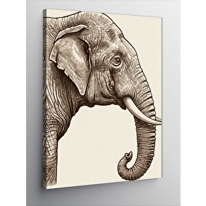 Kanvas Tablo Fil Ve Zarif Çizgiler 100x140 cm