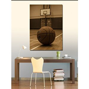 Kanvas Tablo Basketbol Sahası Ve Top 100x140 cm