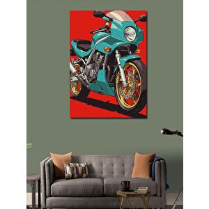Kanvas Tablo Retro Yeşil Motosiklet 50x70 cm