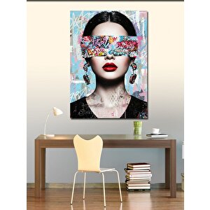 Kanvas Tablo Renkli Yüz Ve Sanatsal Çizgiler 70x100 cm