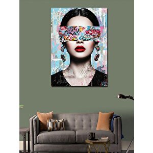 Kanvas Tablo Renkli Yüz Ve Sanatsal Çizgiler 70x100 cm