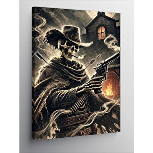 Kanvas Tablo Gotik Kovboy Ve Kasvetli Ev 50x70 cm