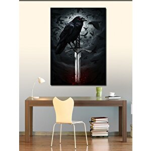 Kanvas Tablo Kuzgun Ve Kılıç Motifi 100x140 cm