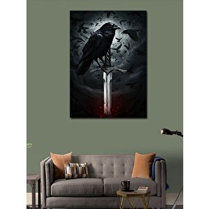 Kanvas Tablo Kuzgun Ve Kılıç Motifi 70x100 cm