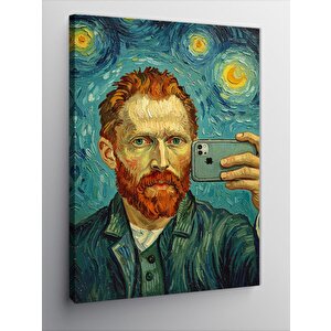 Kanvas Tablo Van Gogh Ve Yıldızlı Portre 100x140 cm