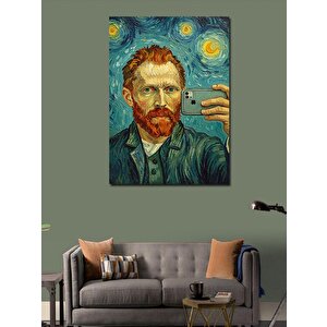 Kanvas Tablo Van Gogh Ve Yıldızlı Portre 100x140 cm