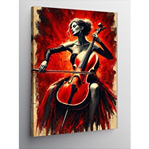 Kanvas Tablo Çello Ve Alevler 50x70 cm