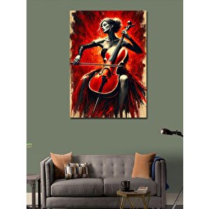 Kanvas Tablo Çello Ve Alevler 50x70 cm