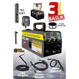 3 Başlıklı - 3 Fonksiyonlu Gazsız Gazaltı Kaynak Makinesi (tig - Mig - Mma Üçü Bi̇r Arada) 420 Amper