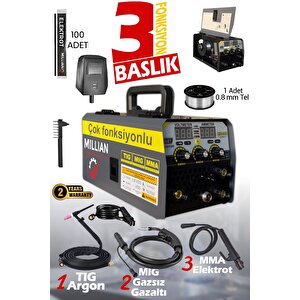3 Başlıklı - 3 Fonksiyonlu Gazsız Gazaltı Kaynak Makinesi (tig - Mig - Mma Üçü Bi̇r Arada) 420 Amper