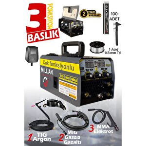 3 Başlıklı - 3 Fonksiyonlu Gazsız Gazaltı Kaynak Makinesi (tig - Mig - Mma Üçü Bi̇r Arada) 420 Amper