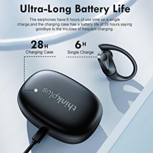 Lenovo Thinkplus Lp75 Kablosuz Şarj Göstergeli Sporcu Bluetooth Kulaklık Siyah