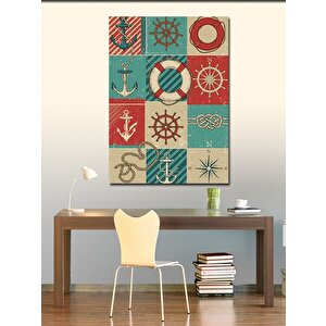 Kanvas Tablo Denizci Simgeleri 70x100 cm