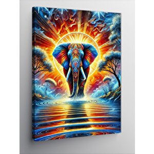 Kanvas Tablo Renkli Fil Işıklı Spiral 100x140 cm