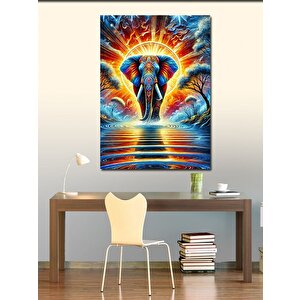 Kanvas Tablo Renkli Fil Işıklı Spiral 100x140 cm