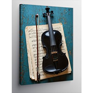 Kanvas Tablo Keman Ve Nota Sayfaları 50x70 cm