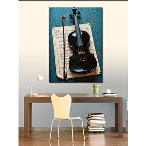 Kanvas Tablo Keman Ve Nota Sayfaları 50x70 cm