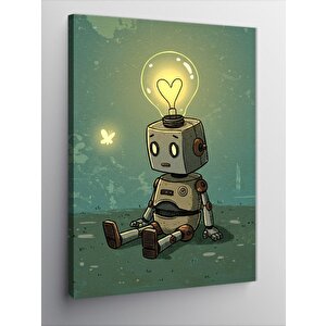 Kanvas Tablo Robot Ve Yaratıcı Işık Fikri 100x140 cm