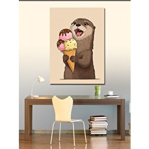 Kanvas Tablo Dondurma Tutan Sevimli Mirket 70x100 cm
