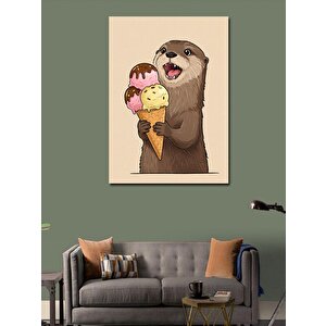 Kanvas Tablo Dondurma Tutan Sevimli Mirket 70x100 cm