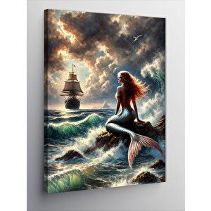 Kanvas Tablo Denizde Kırmızı Denizkızı 70x100 cm
