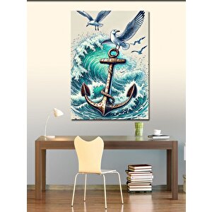Kanvas Tablo Çapa Ve Deniz Dalgası 100x140 cm