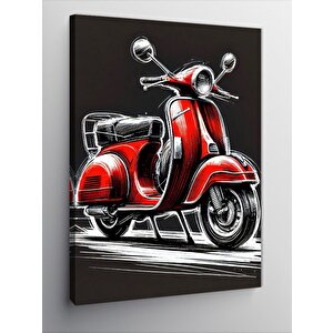 Kanvas Tablo Kırmızı Retro Motosiklet 50x70 cm
