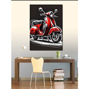 Kanvas Tablo Kırmızı Retro Motosiklet 50x70 cm