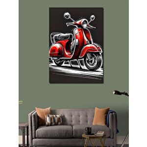 Kanvas Tablo Kırmızı Retro Motosiklet 50x70 cm