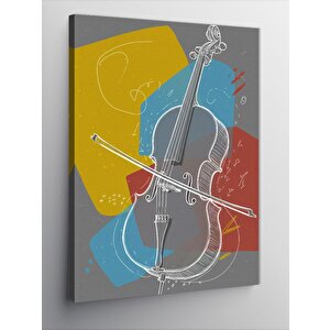 Kanvas Tablo Çello Ve Geometrik Çizimler 100x140 cm