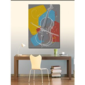 Kanvas Tablo Çello Ve Geometrik Çizimler 100x140 cm