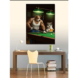 Kanvas Tablo Bilardo Ve Güçlü Hayvanlar 50x70 cm