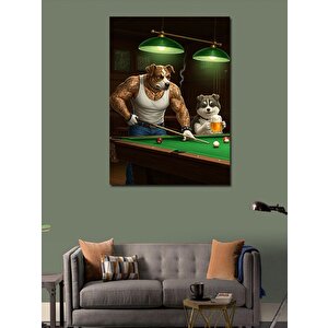 Kanvas Tablo Bilardo Ve Güçlü Hayvanlar 70x100 cm