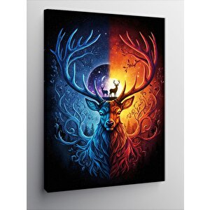 Kanvas Tablo İki Renkli Geyik Portresi 70x100 cm