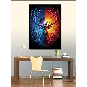 Kanvas Tablo İki Renkli Geyik Portresi 70x100 cm