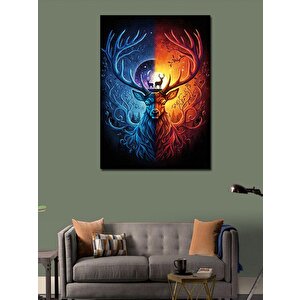 Kanvas Tablo İki Renkli Geyik Portresi 70x100 cm