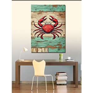 Kanvas Tablo Kırmızı Yengeç Ve Deniz 50x70 cm