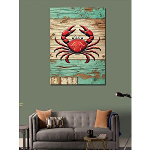 Kanvas Tablo Kırmızı Yengeç Ve Deniz 50x70 cm