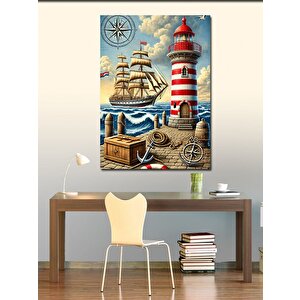 Kanvas Tablo Deniz Feneri Ve Yelkenli 50x70 cm