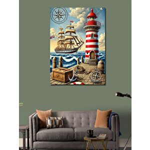 Kanvas Tablo Deniz Feneri Ve Yelkenli 50x70 cm
