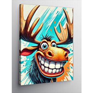 Kanvas Tablo Komik Geyik Gülüşü 70x100 cm