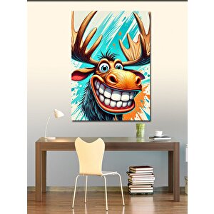 Kanvas Tablo Komik Geyik Gülüşü 70x100 cm