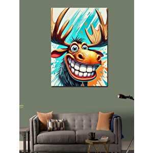 Kanvas Tablo Komik Geyik Gülüşü 70x100 cm