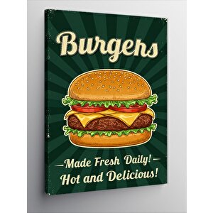 Kanvas Tablo Lezzetli Burger Ve Retro Poster 50x70 cm